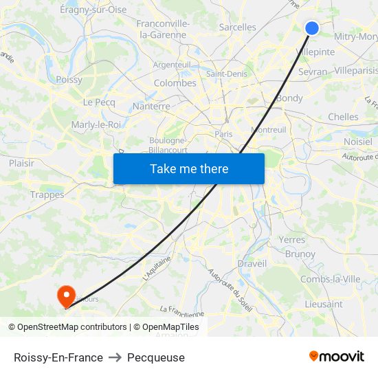 Roissy-En-France to Pecqueuse map