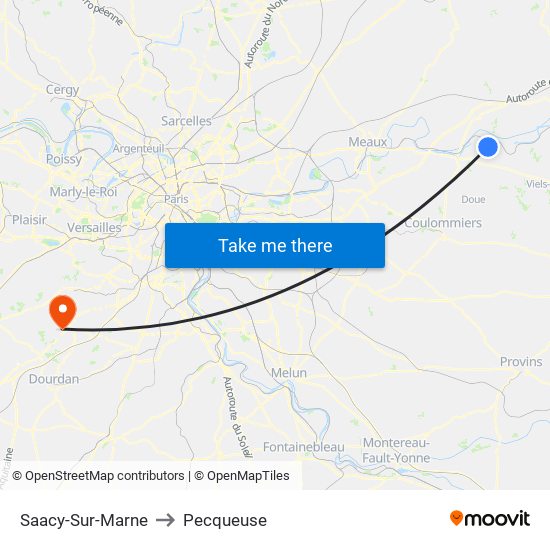 Saacy-Sur-Marne to Pecqueuse map