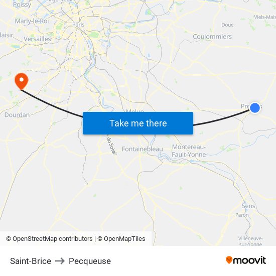 Saint-Brice to Pecqueuse map