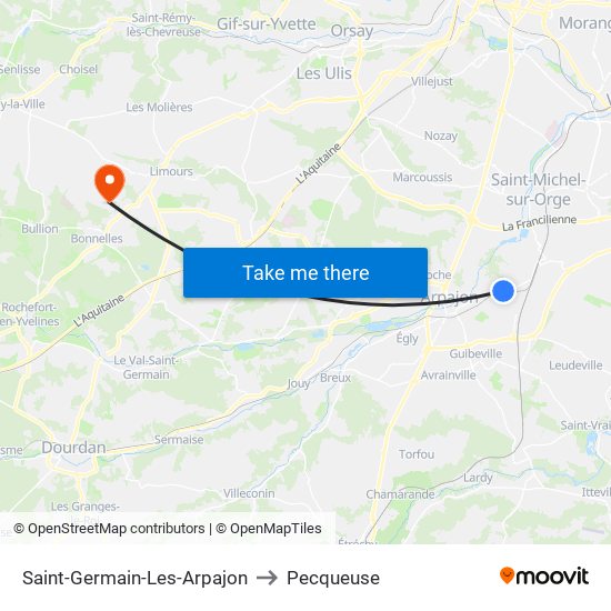 Saint-Germain-Les-Arpajon to Pecqueuse map