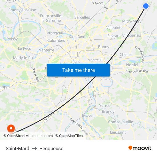 Saint-Mard to Pecqueuse map