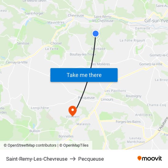 Saint-Remy-Les-Chevreuse to Pecqueuse map