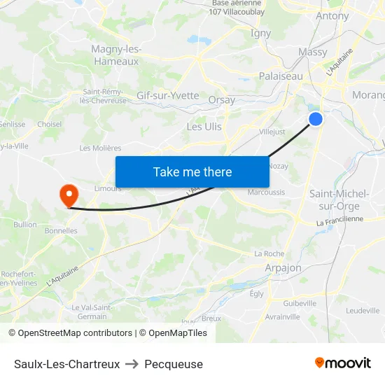 Saulx-Les-Chartreux to Pecqueuse map