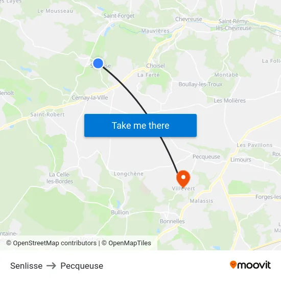 Senlisse to Pecqueuse map