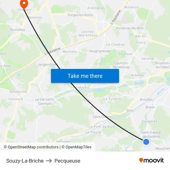 Souzy-La-Briche to Pecqueuse map
