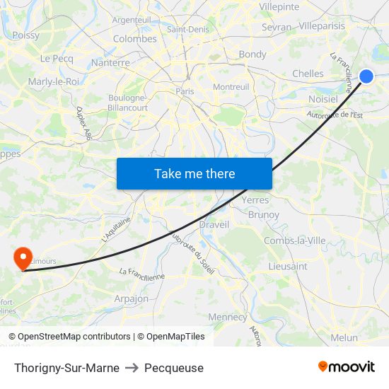 Thorigny-Sur-Marne to Pecqueuse map