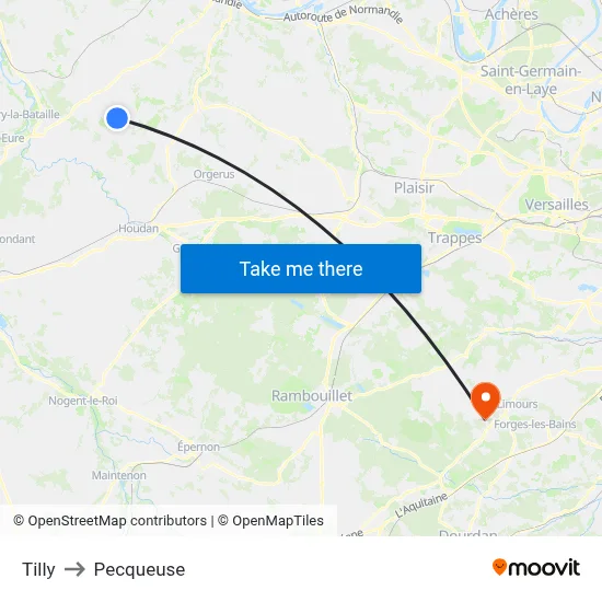 Tilly to Pecqueuse map