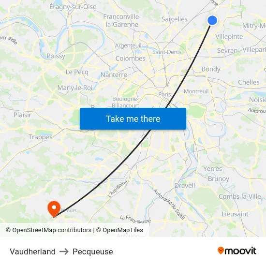 Vaudherland to Pecqueuse map