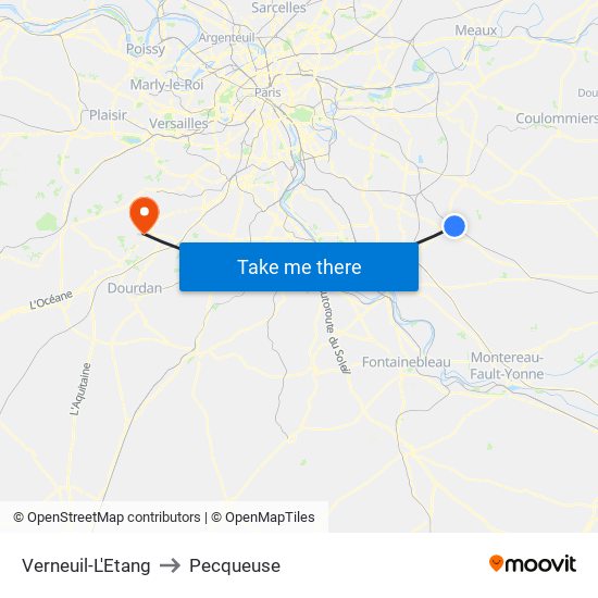 Verneuil-L'Etang to Pecqueuse map