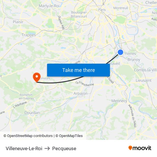 Villeneuve-Le-Roi to Pecqueuse map