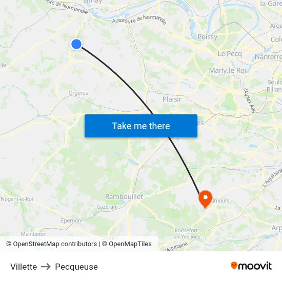 Villette to Pecqueuse map
