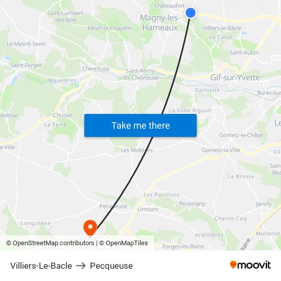 Villiers-Le-Bacle to Pecqueuse map