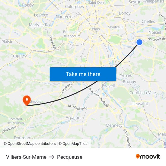 Villiers-Sur-Marne to Pecqueuse map
