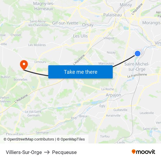 Villiers-Sur-Orge to Pecqueuse map
