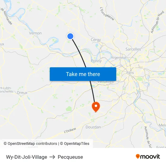 Wy-Dit-Joli-Village to Pecqueuse map