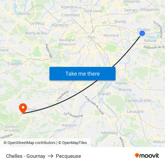 Chelles - Gournay to Pecqueuse map