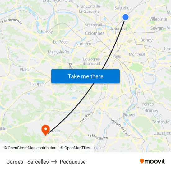 Garges - Sarcelles to Pecqueuse map