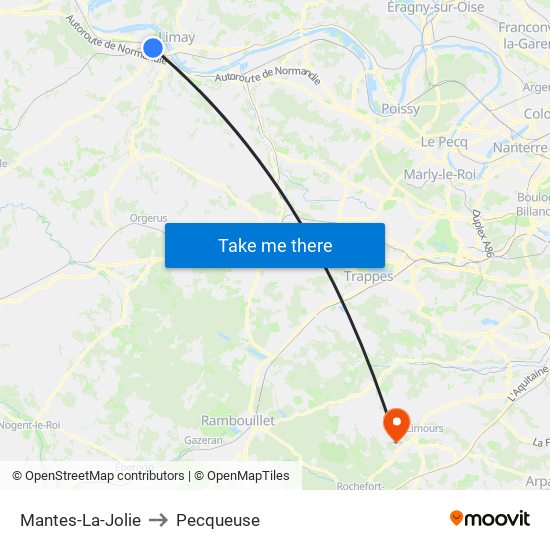 Mantes-La-Jolie to Pecqueuse map