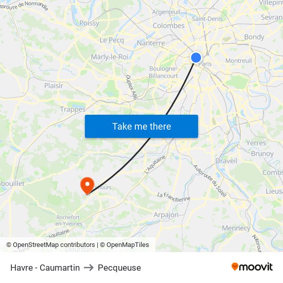 Havre - Caumartin to Pecqueuse map