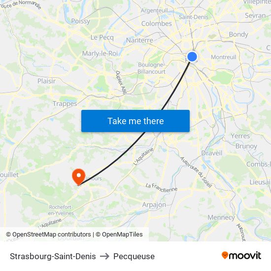 Strasbourg-Saint-Denis to Pecqueuse map