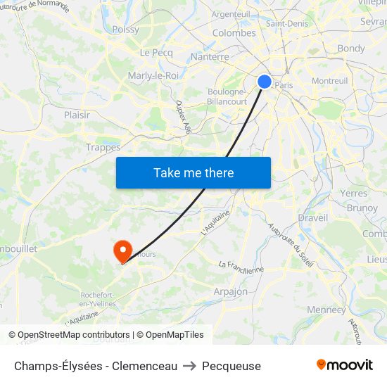 Champs-Élysées - Clemenceau to Pecqueuse map