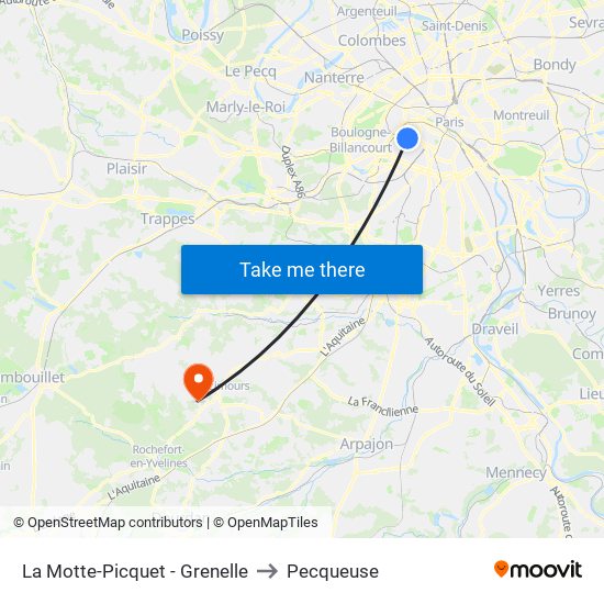 La Motte-Picquet - Grenelle to Pecqueuse map