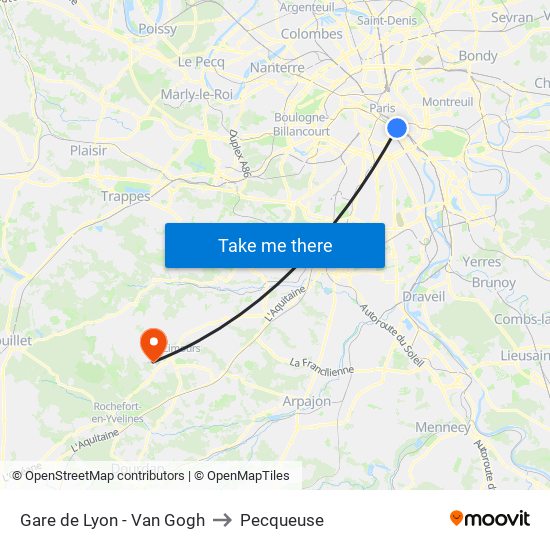 Gare de Lyon - Van Gogh to Pecqueuse map