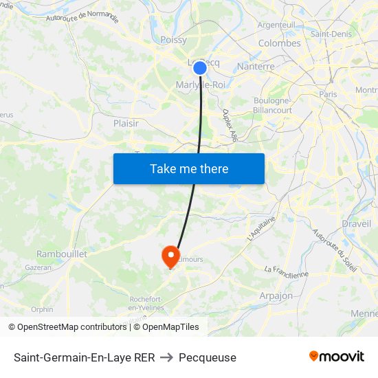 Saint-Germain-En-Laye RER to Pecqueuse map