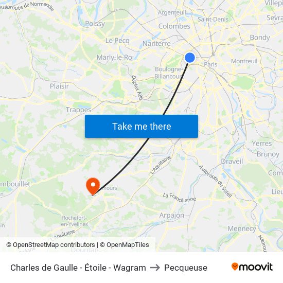 Charles de Gaulle - Étoile - Wagram to Pecqueuse map