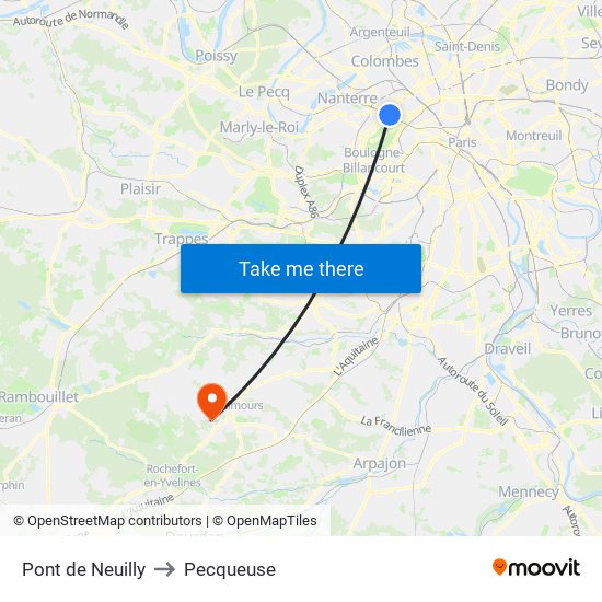 Pont de Neuilly to Pecqueuse map