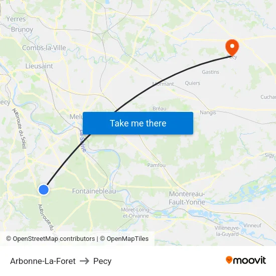 Arbonne-La-Foret to Pecy map