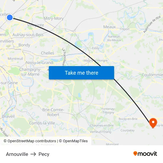 Arnouville to Pecy map