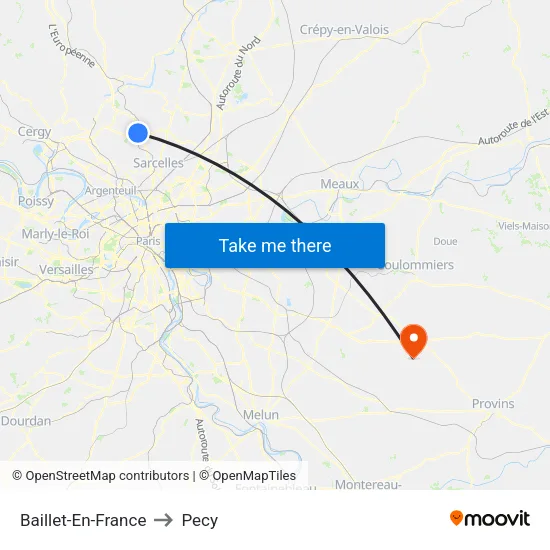 Baillet-En-France to Pecy map