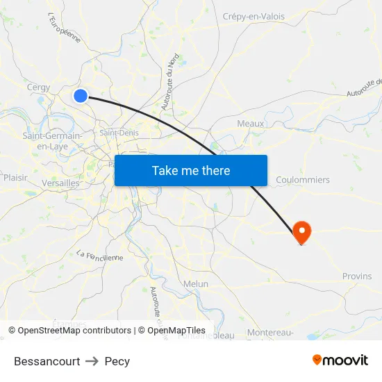 Bessancourt to Pecy map