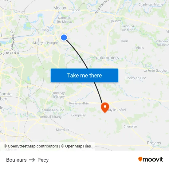 Bouleurs to Pecy map