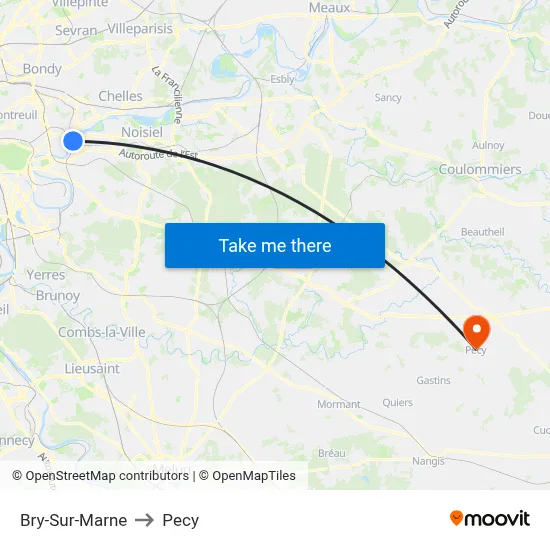 Bry-Sur-Marne to Pecy map