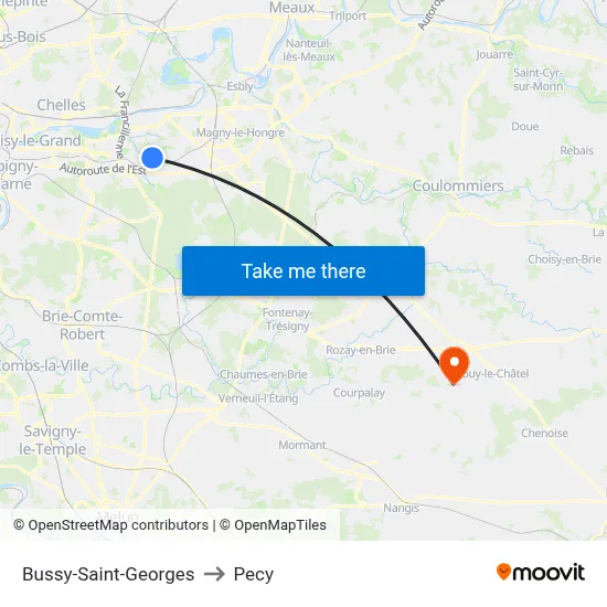 Bussy-Saint-Georges to Pecy map