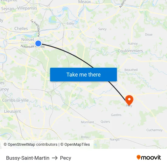 Bussy-Saint-Martin to Pecy map