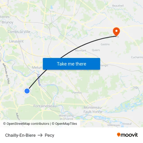 Chailly-En-Biere to Pecy map