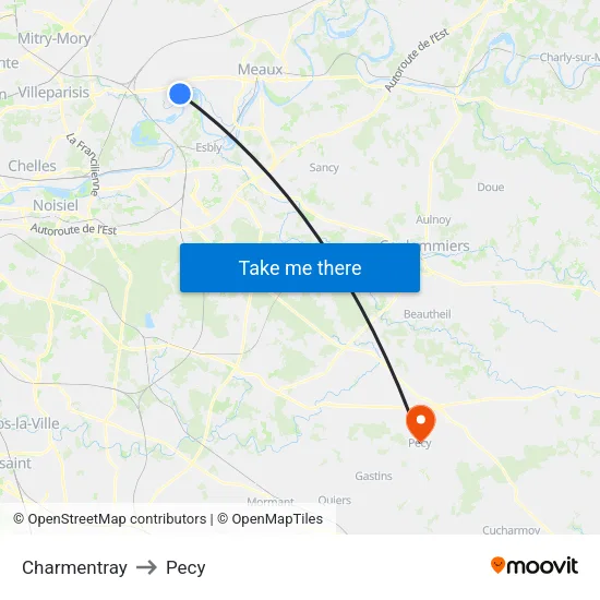 Charmentray to Pecy map