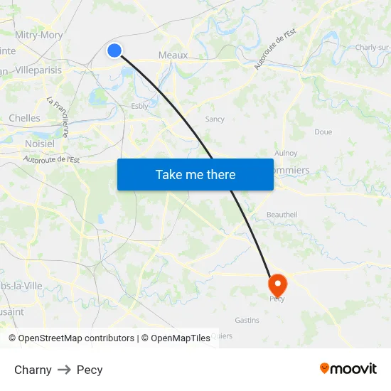Charny to Pecy map
