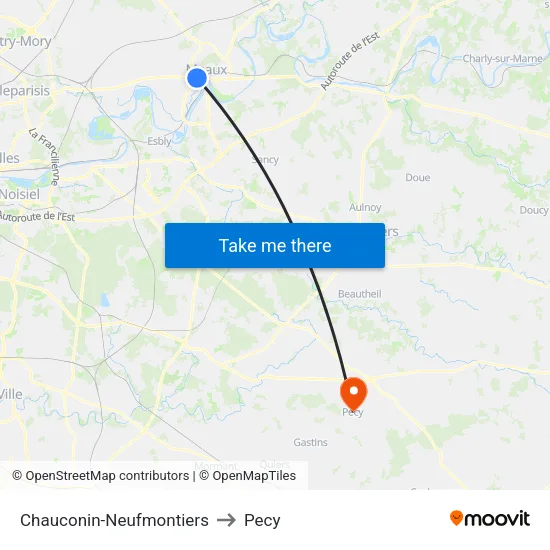 Chauconin-Neufmontiers to Pecy map