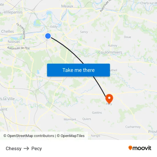 Chessy to Pecy map