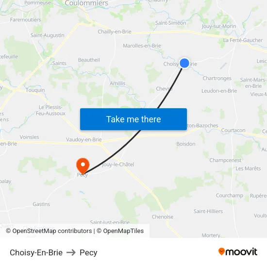 Choisy-En-Brie to Pecy map