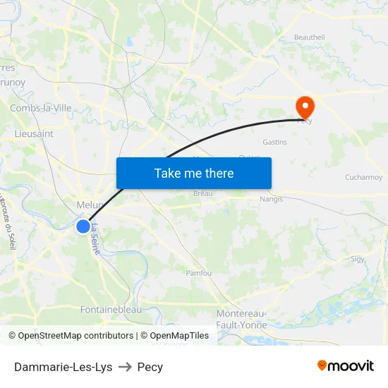 Dammarie-Les-Lys to Pecy map