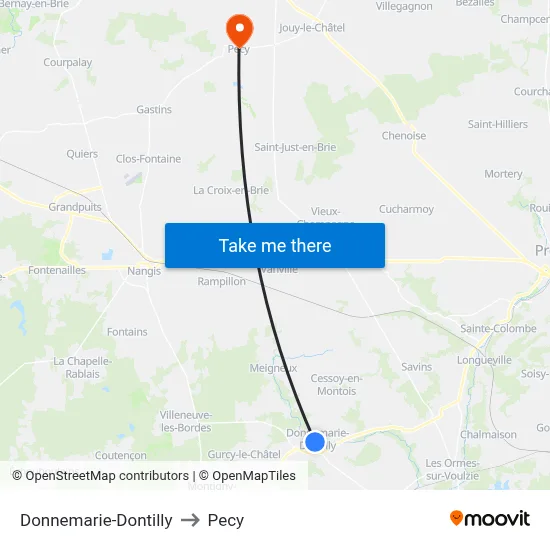 Donnemarie-Dontilly to Pecy map