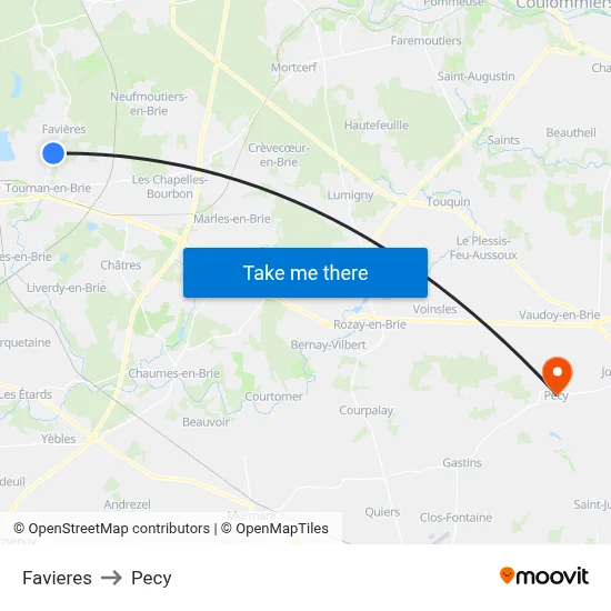 Favieres to Pecy map
