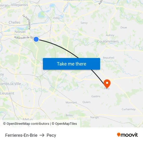 Ferrieres-En-Brie to Pecy map