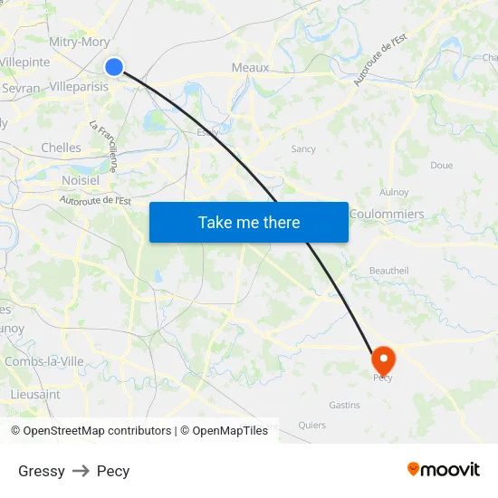 Gressy to Pecy map