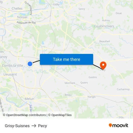 Grisy-Suisnes to Pecy map